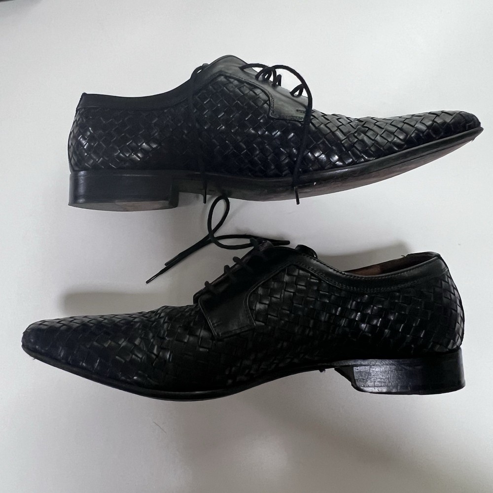 Paul Frederick Men's Braided Dark Brown Leather Dress Shoes Size 8 Made in Italy