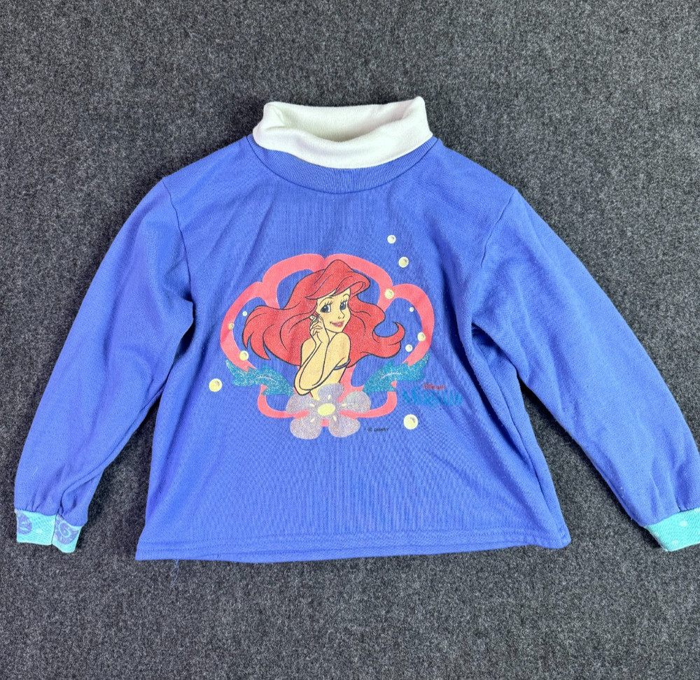 Vintage Disney The Little Mermaid Ariel Turtleneck Long Sleeve Shirt Toddler 4T