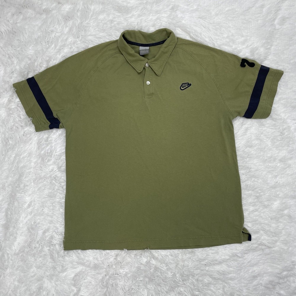 Vintage Nike Sportswear Polo Shirt Mens Size L Large Green Cotton Y2K 90s Cotton