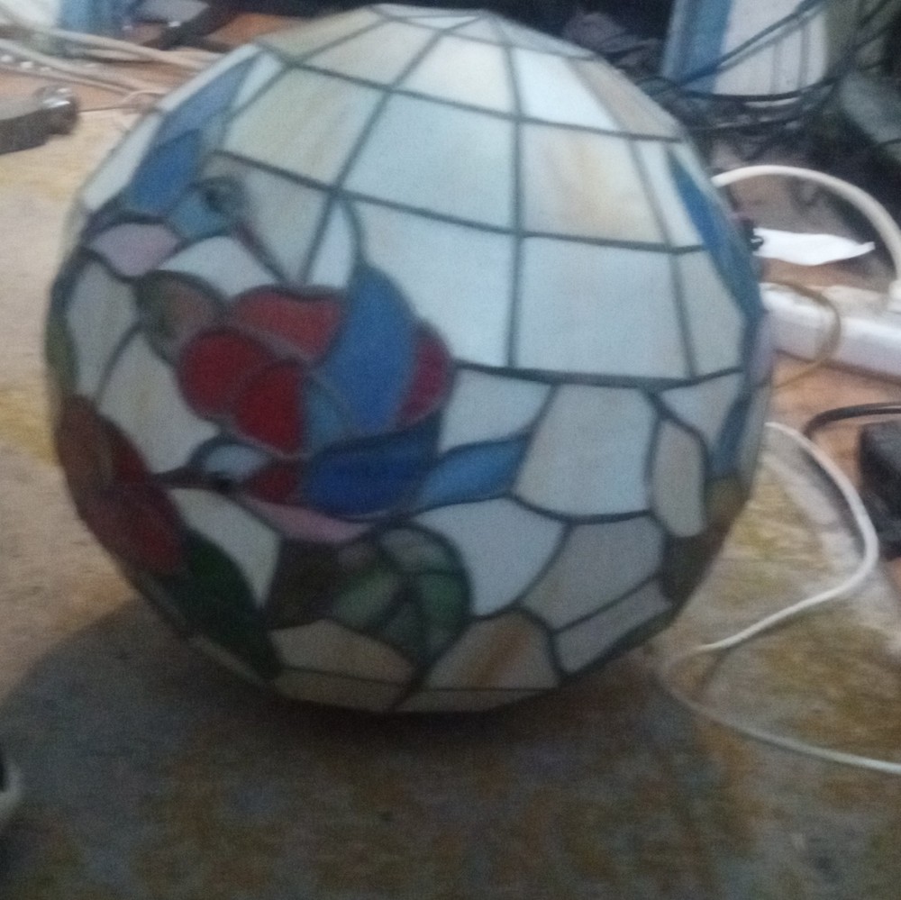 Tiffany Style Floral Stained Glass Mosaic Round Lamp Shade, Multicolor