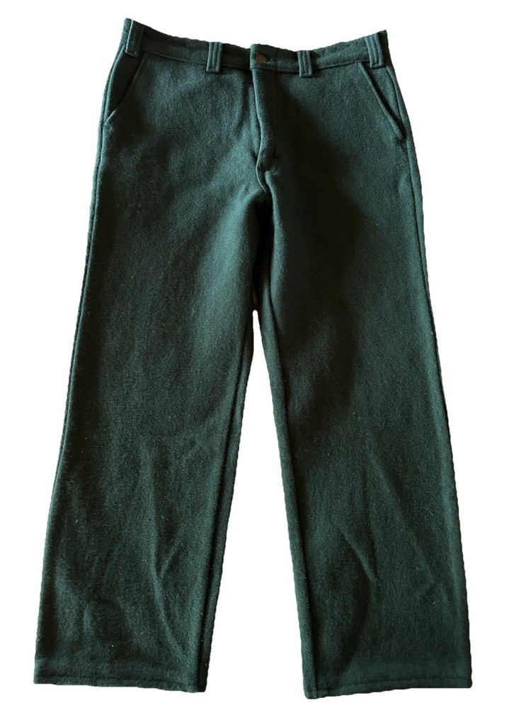 Vintage Codet Heavy Green Wool Blend Outdoor Pants Made in Canada Men's sz 35x28