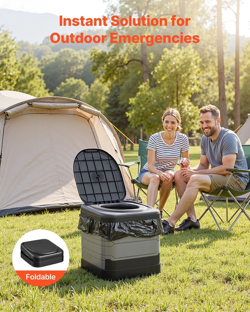 Portable Toilet, 330 lbs Load Capacity, Folding Camping Toilet for Adults, Outd