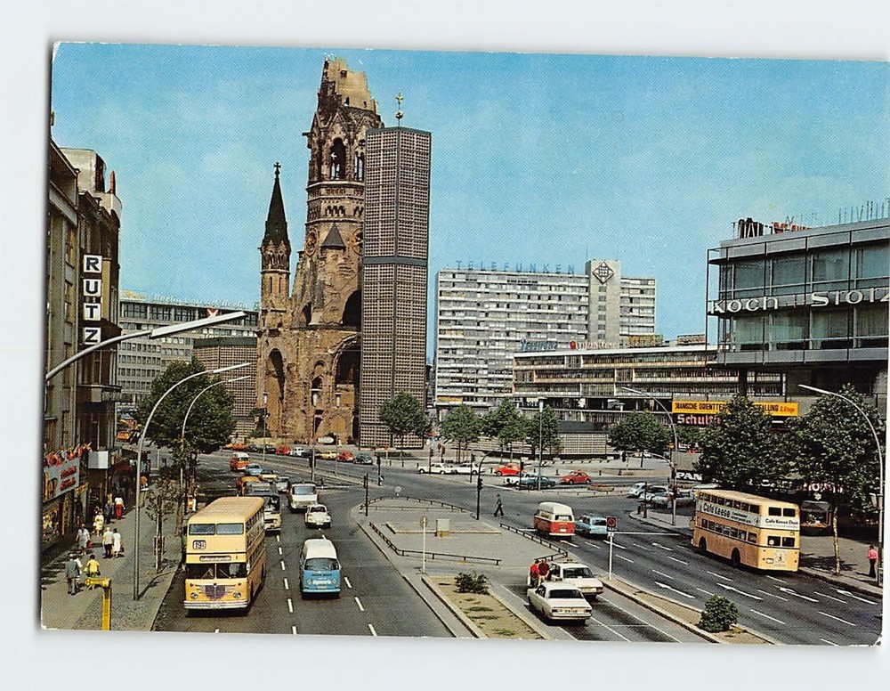 Postcard Kaiser Wilhelm Memorial Church in West Berlin Germany