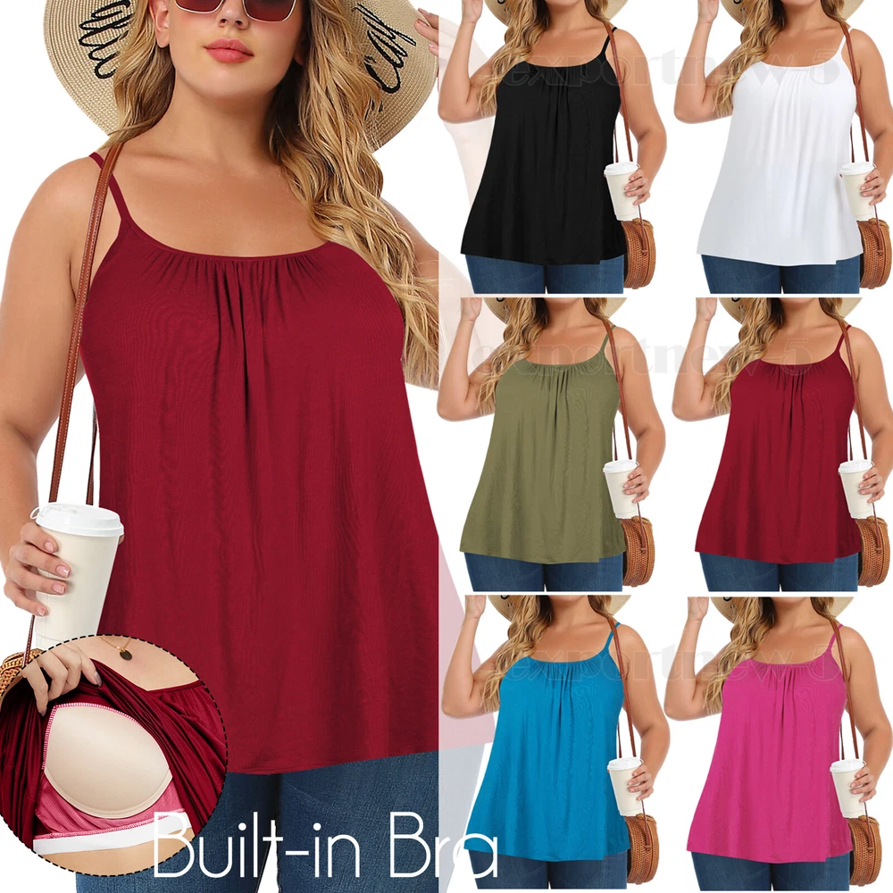 Women Adjustable Strap Sleeveless Camisole Tank Tops Pleated Flowy Summer Loose