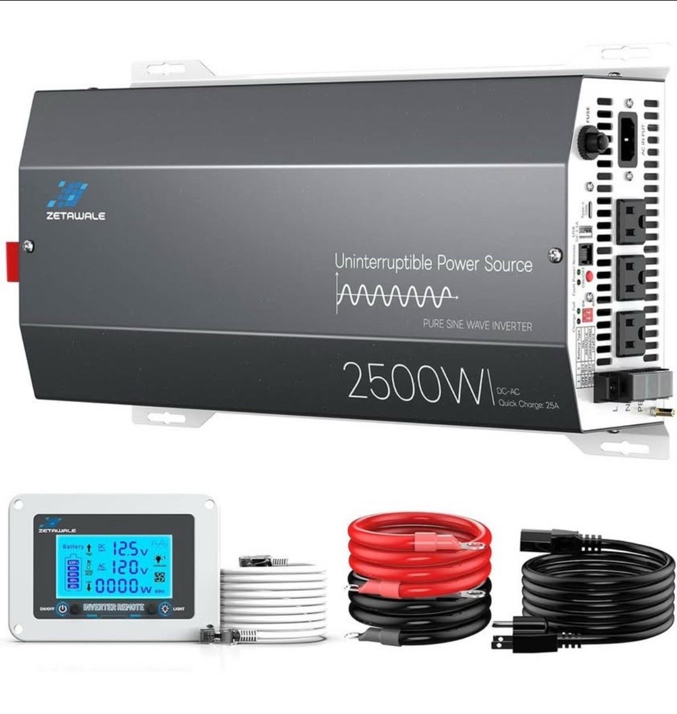 2500W Pure Sine Wave Inverter 48V DC to 110V/120V AC Converter, 5000W Peak, High