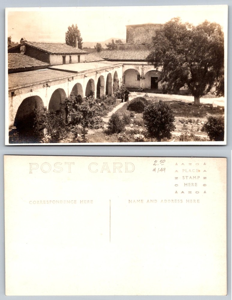 RPPC Mission San Juan Capistrano Cloister California Vintage Postcard