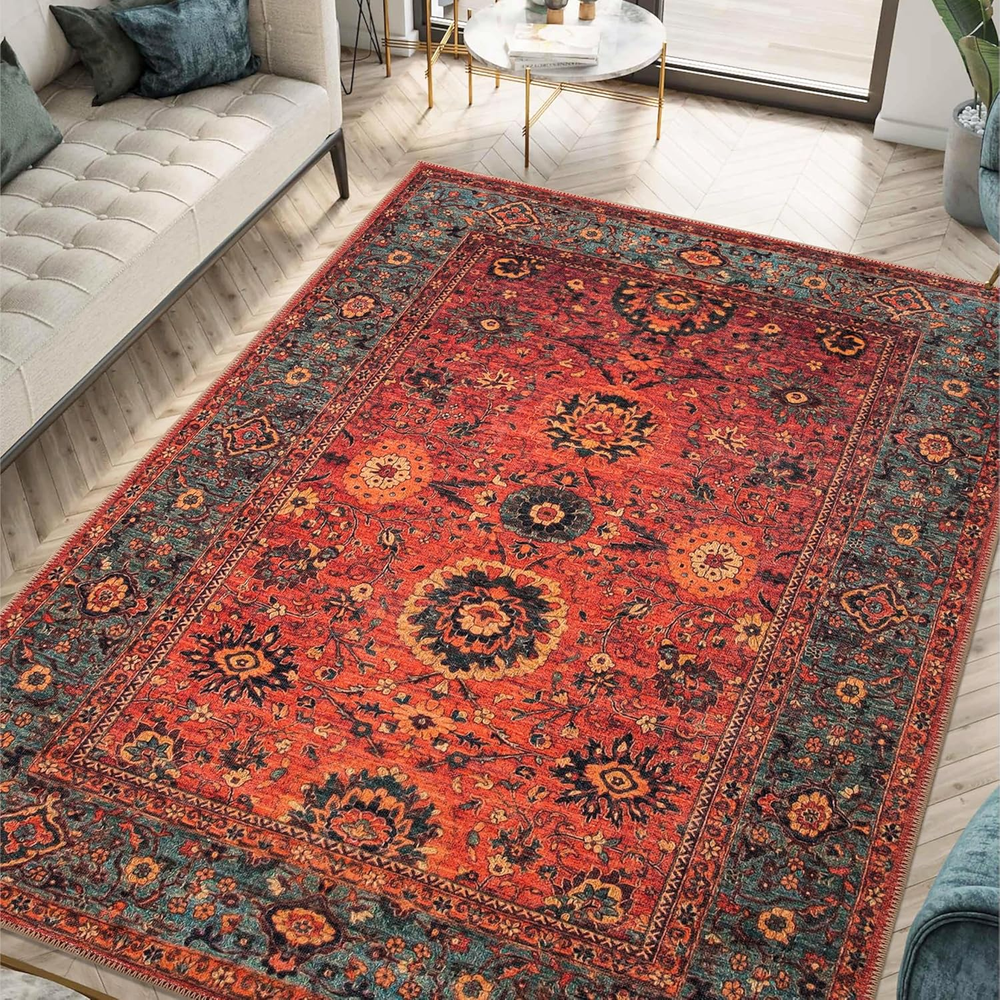 4X6 Rug - Machine Washable Area Rug with Non-Slip Backing, Ideal for Living Room