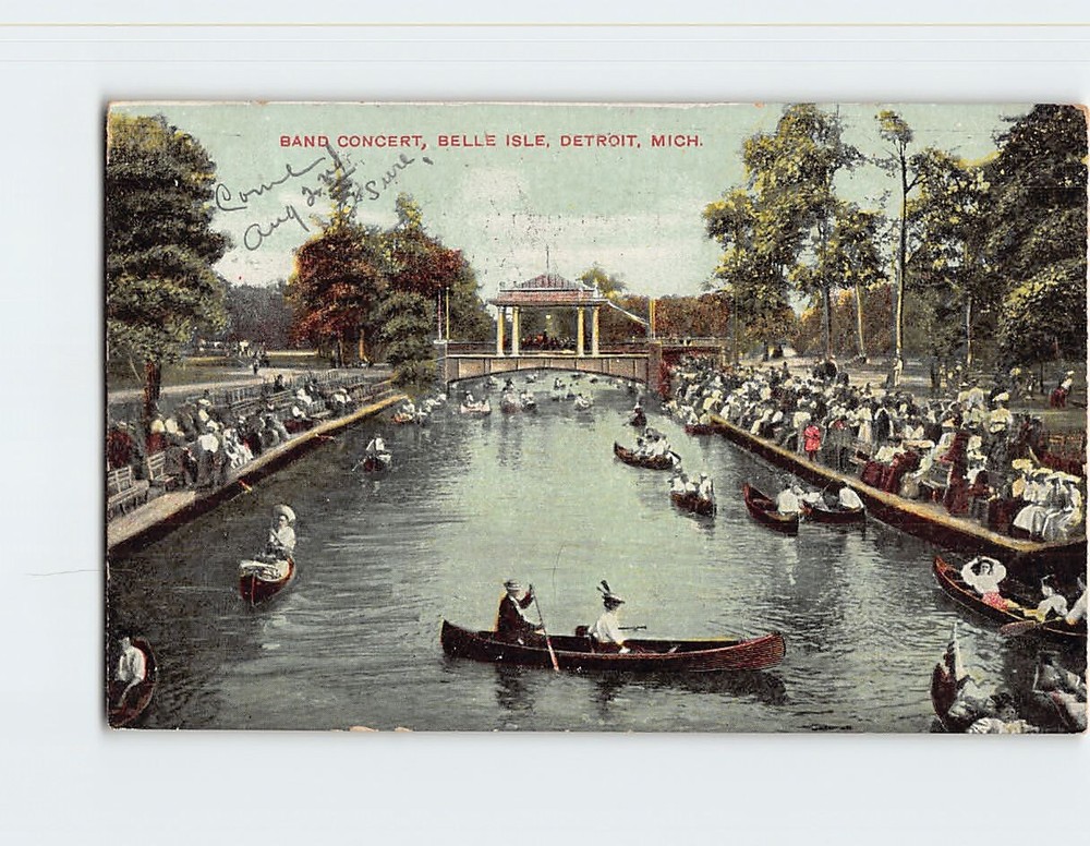 Postcard Band Concert Belle Isle Detroit Michigan USA