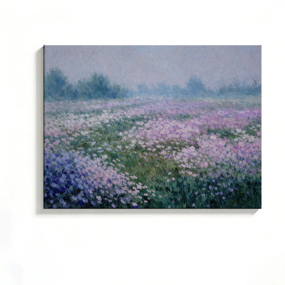 Lavender Field Canvas Painting 2D Flat Frameless Wall Art for Home Office Decor