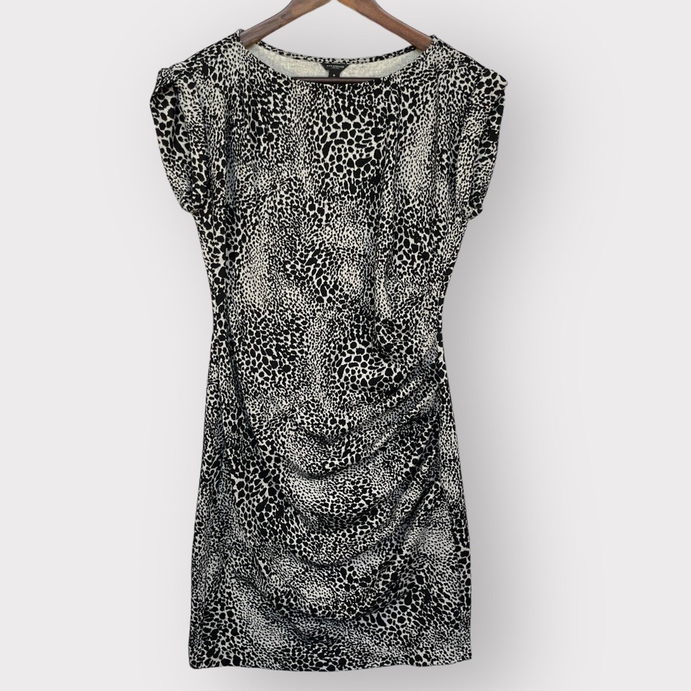 Ann Taylor Sheath Dress Women Size 8 Black Animal Print