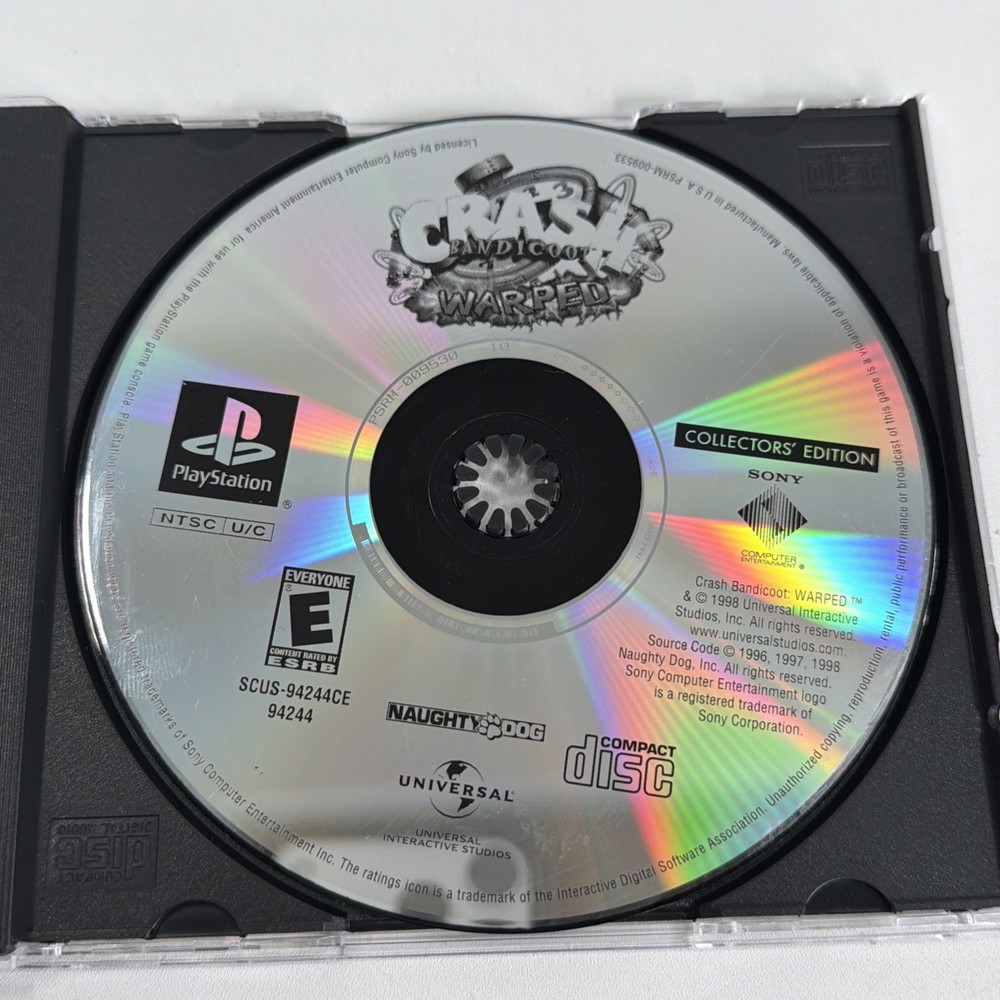 Crash Bandicoot Warped Collectors Edition PlayStation PS1 Disc only Tested
