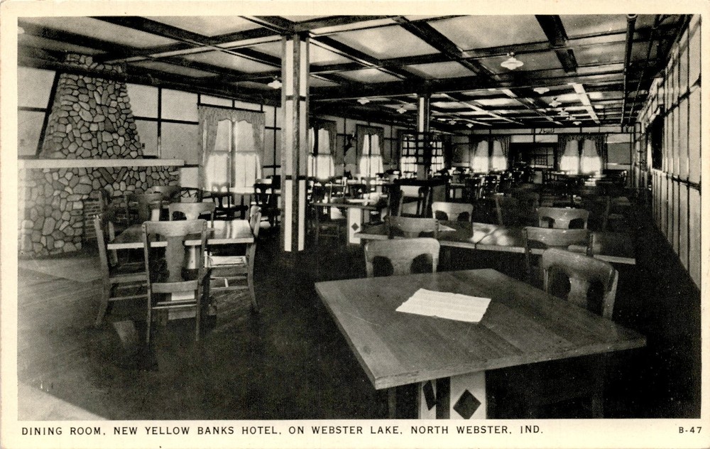 DINING ROOM, NEW YELLOW BANKS HOTEL, WEBSTER LAKE, NORTH WEBSTER Postcard