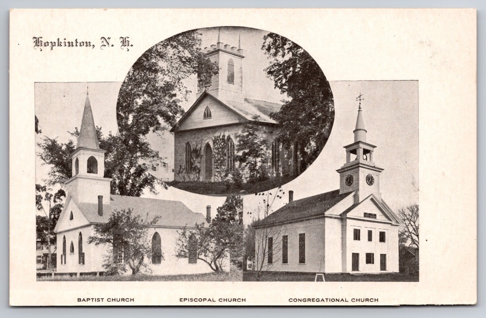 Baptist Episcopal Congregational Church Hopkinton New Hampshire c1905 Postcard