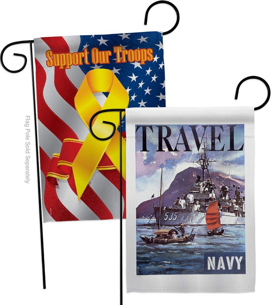 Traval Navy Garden Flag Pack Armed Forces USN Seabee United State American Mi...