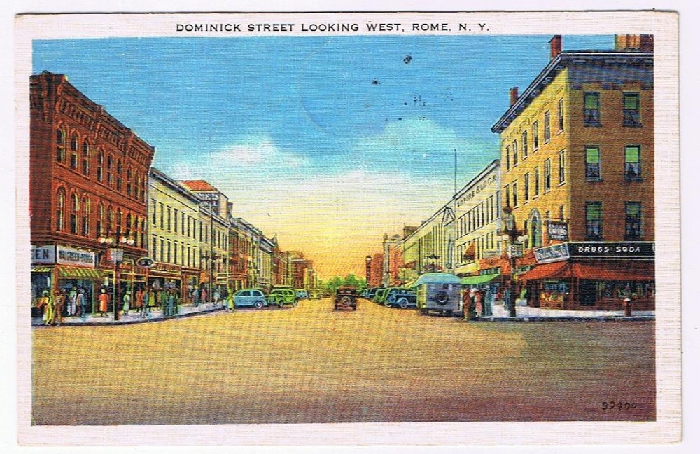 Postcard Rome New York Dominick Street Looking West