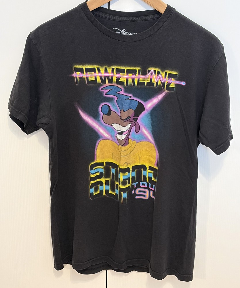 Disney Powerline Stand Out Tour ’94 T-Shirt Black Graphic Tee Medium Retro