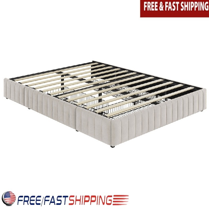 Queen Size Upholstered Bed Frame with 3 Storage Drawers for Bedroom