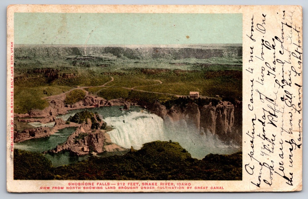 Idaho~Shoshone Falls On The Snake River View From North~PM 1907~Vintage Postcard