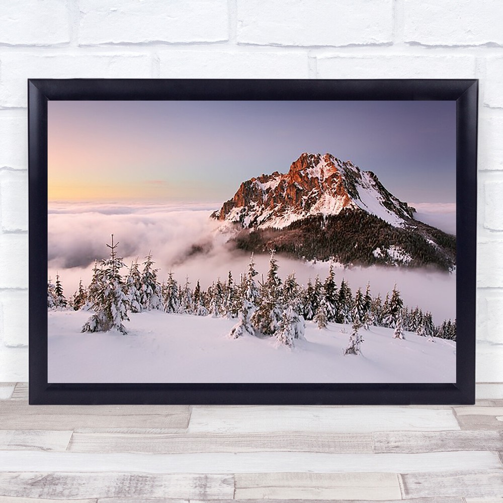 Peak Mountain Slovakia Winter Trees Top Summit Sea Of Clouds Wall Art Print