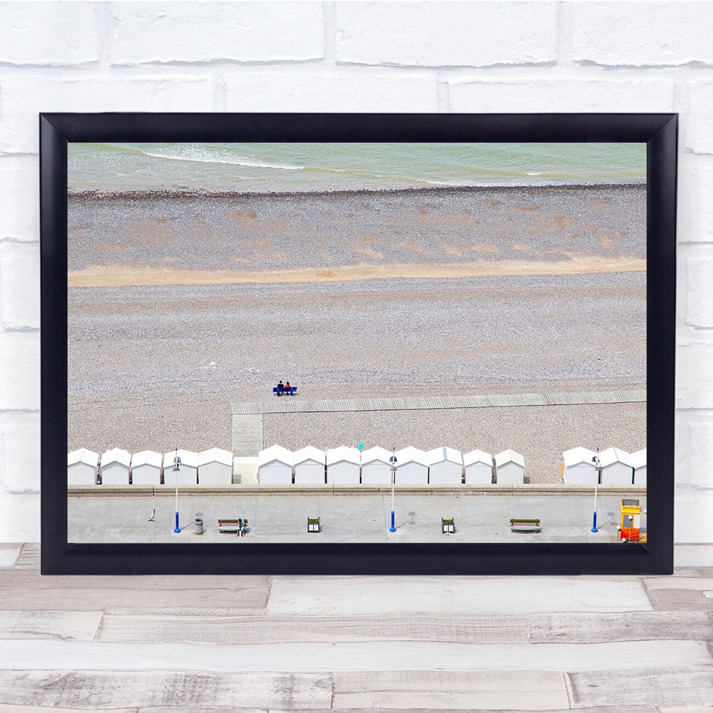 Beachscape Sea Beach huts Calm Empty Wall Art Print