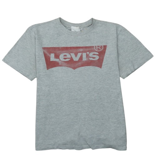 Levis Mens T Shirt Grey Cotton Blend Batwing Logo Graphic Print Relaxed Fit M