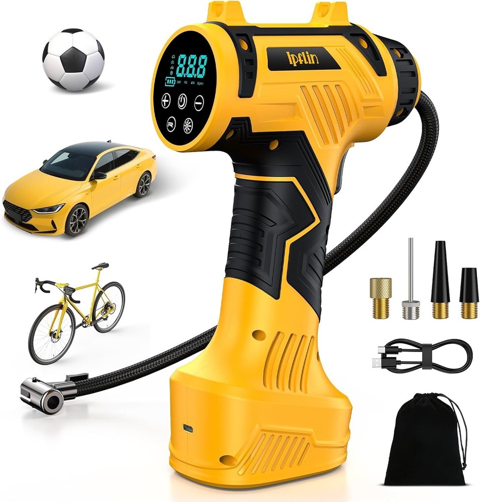 Cordless Tyre Inflator Air Compressor Rechargeable Digital Pump LED Light