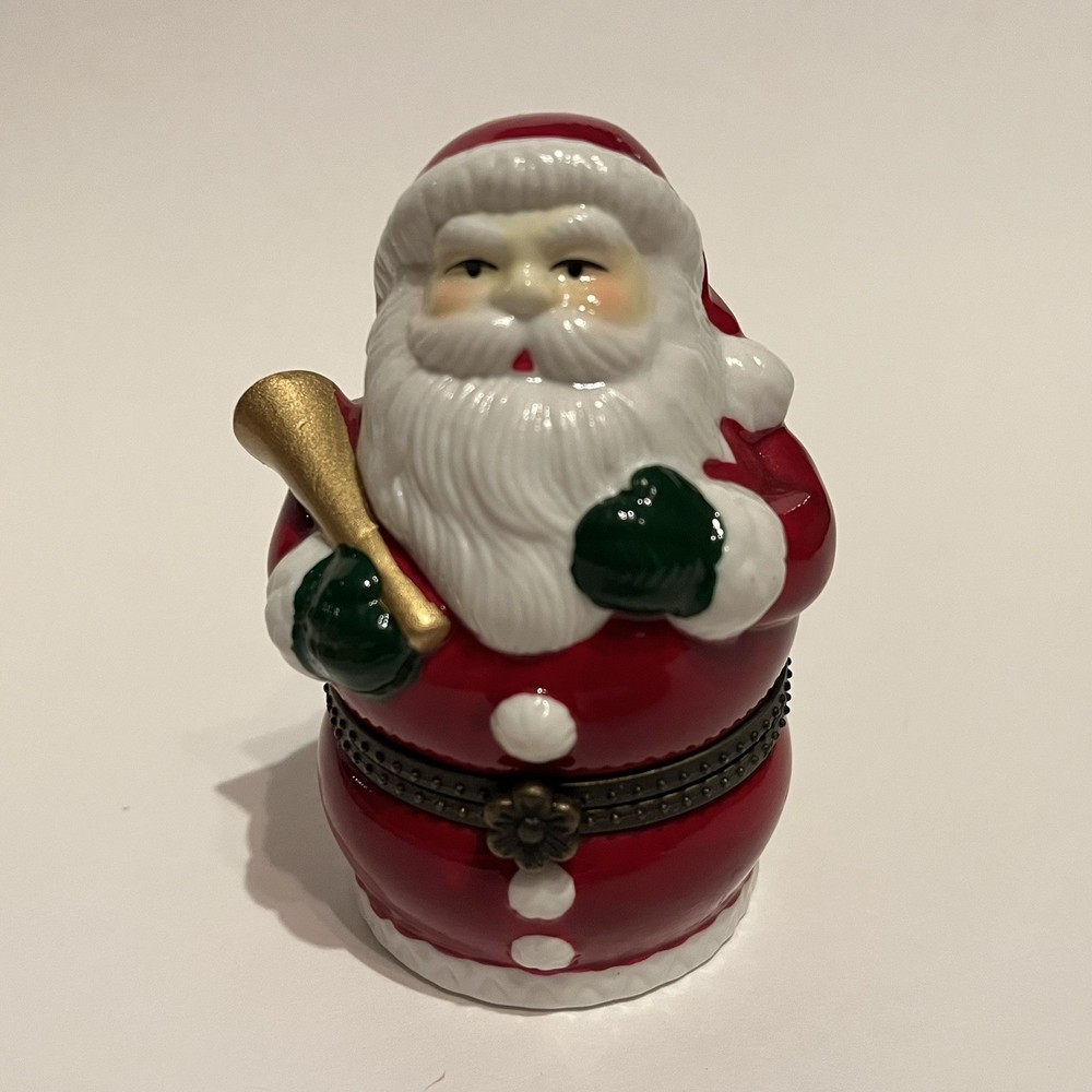 Mr. Christmas Porcelain Santa Claus Animated Hinged Music Box Jingle Bells Works