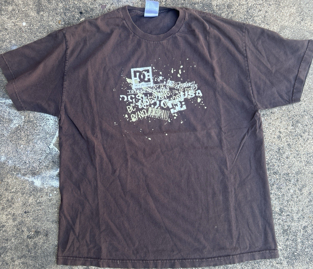 DC Shoes Men's Brown Logo Graphic Print Knit Crew Neck Short Sleeve T-Shirt XL