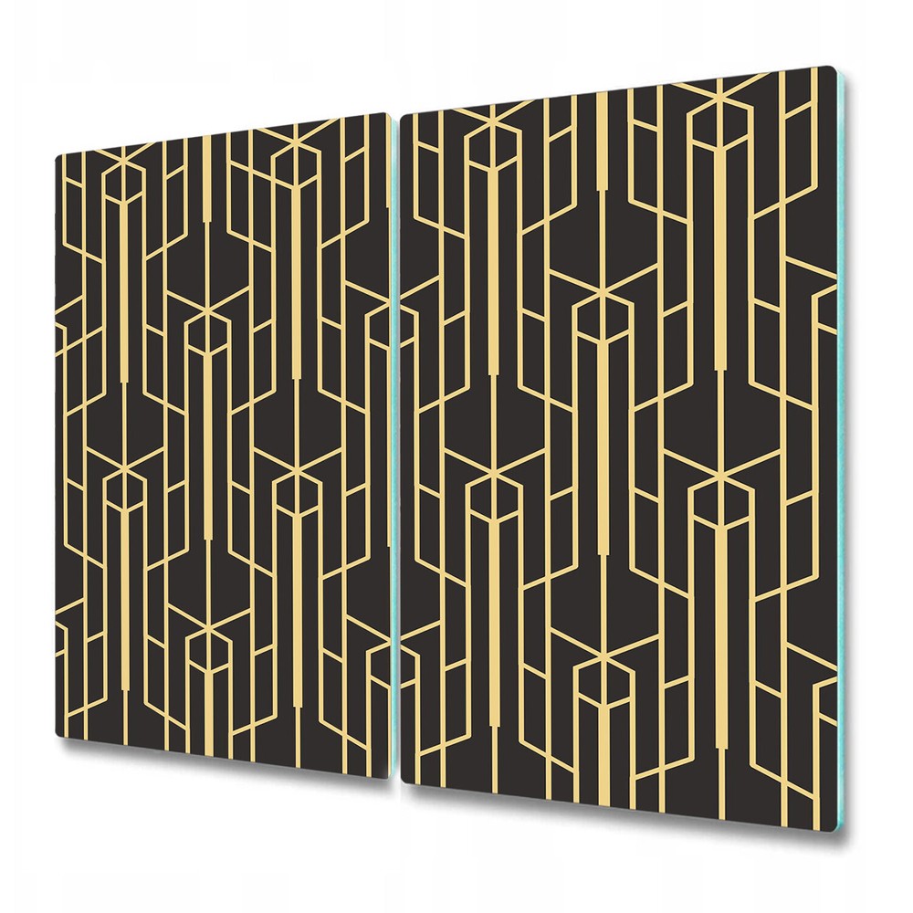 Serving Chopping Board Glass Cover Abstract monochrome golden and black 2x30x52