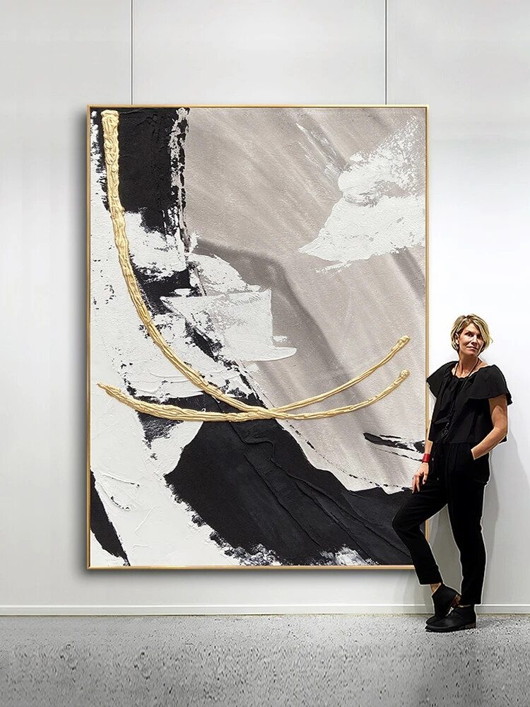 Abstract graffiti black and white landscape art canvas decorative home mural art-image