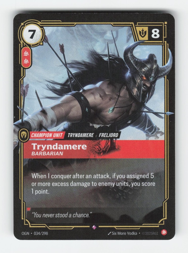 Tryndamere - Barbarian 034/298 Rare Origins Riftbound Foil Near Mint