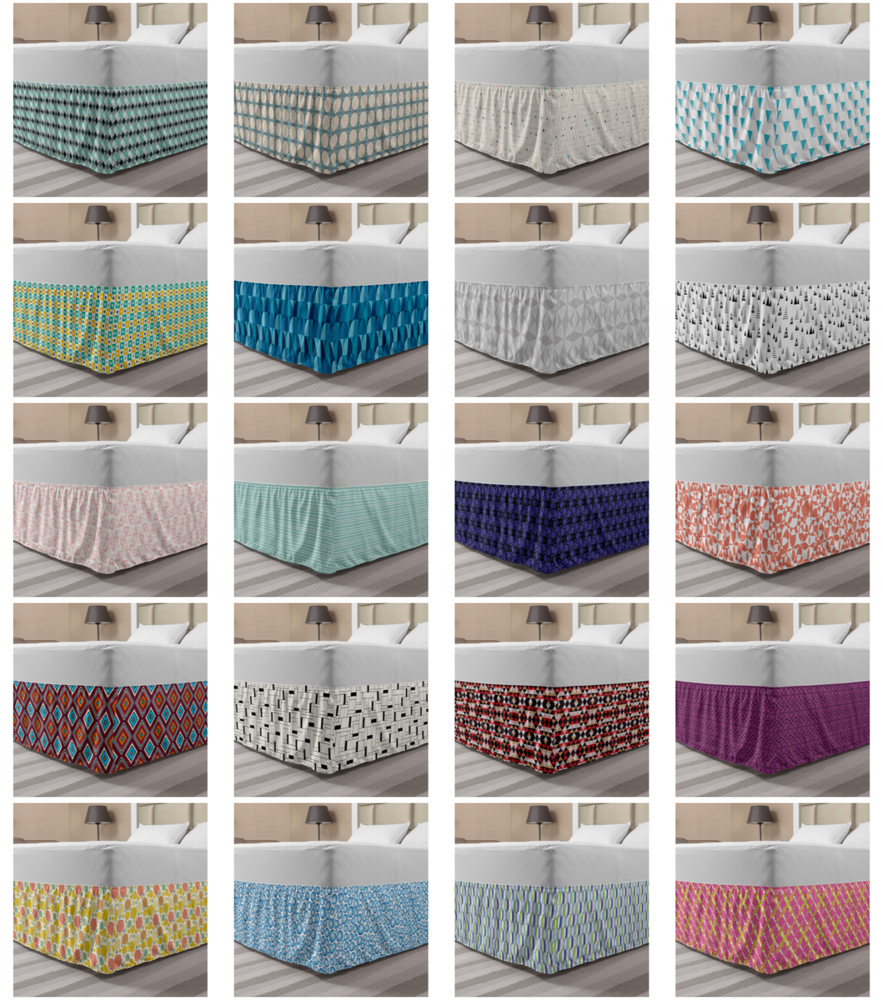 Ambesonne Geometric Modern Bedskirt Elastic Wrap Around Skirt Gathered Design