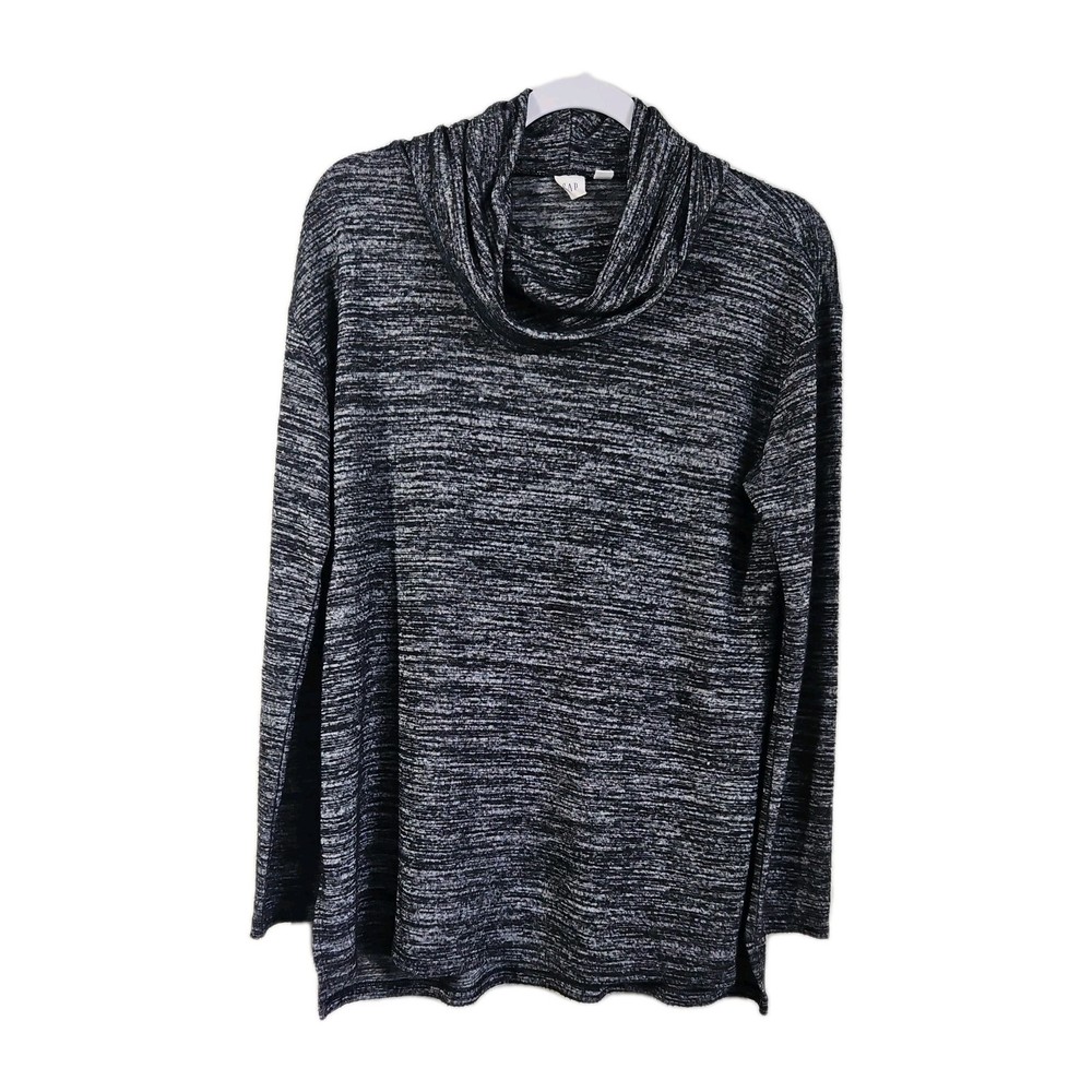 GAP long sleeve cowl neck shirt womens medium black and white marled
