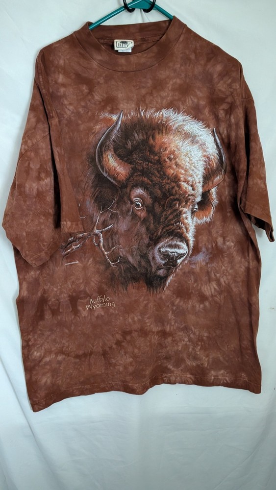 VTG Habitat Art Graphic T Shirt Mens XL American Bison Buffalo Wyoming Nature