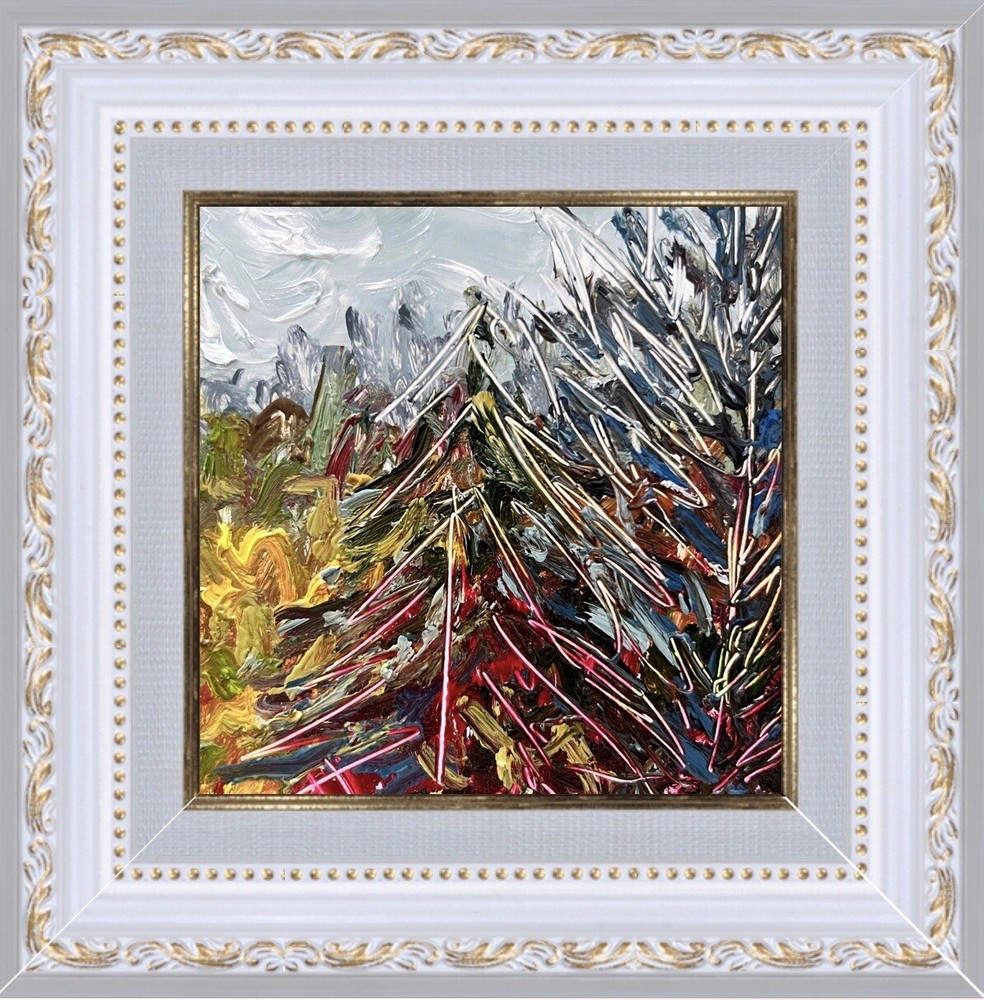 Abstract Expressionism Oil Painting of Vibrant Autumn Forest Foliage Art