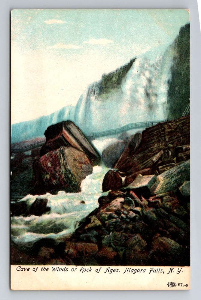 Niagara Falls, NY-New York, Cave of the Winds Rock of Ages Vintage Postcard