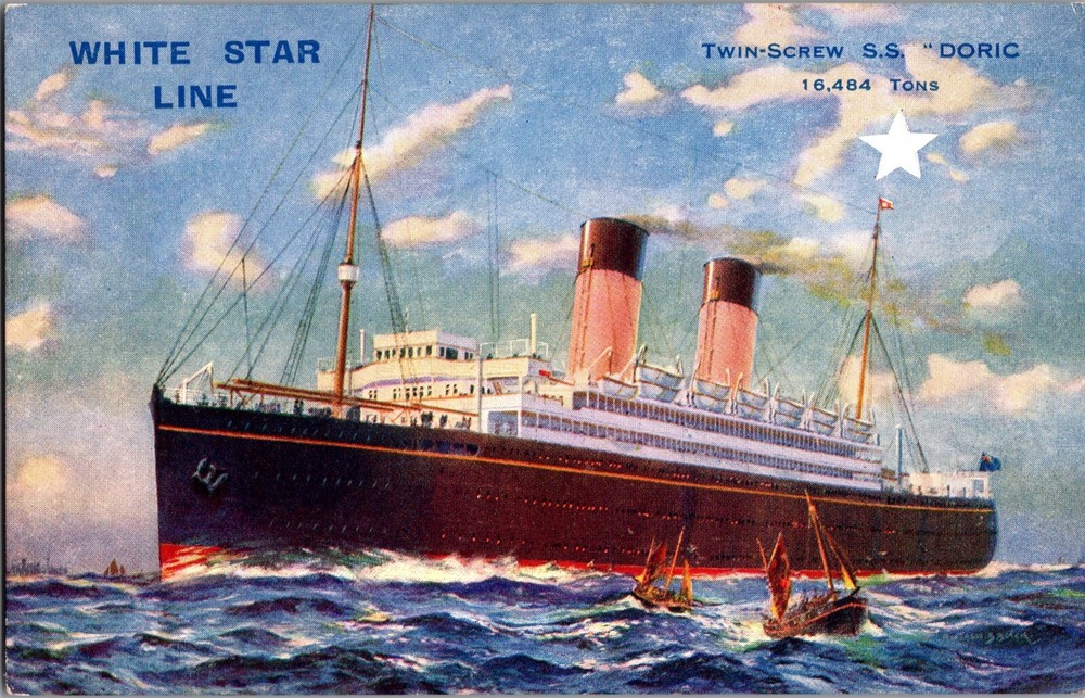 Vintage SS Doric White Star Line Ship Postcard Mint England Art
