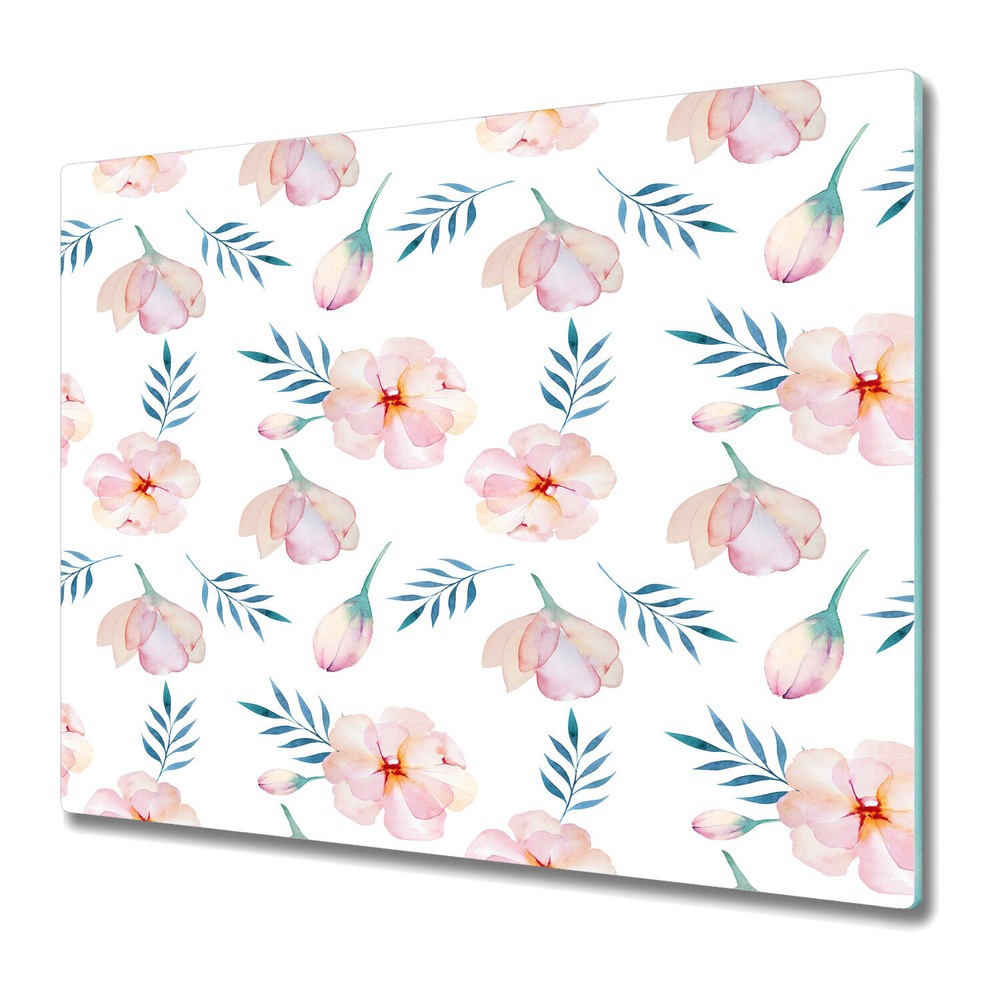 Glass Surface Protector Pink Spring Floral Watercolour flowers Petals 60x52