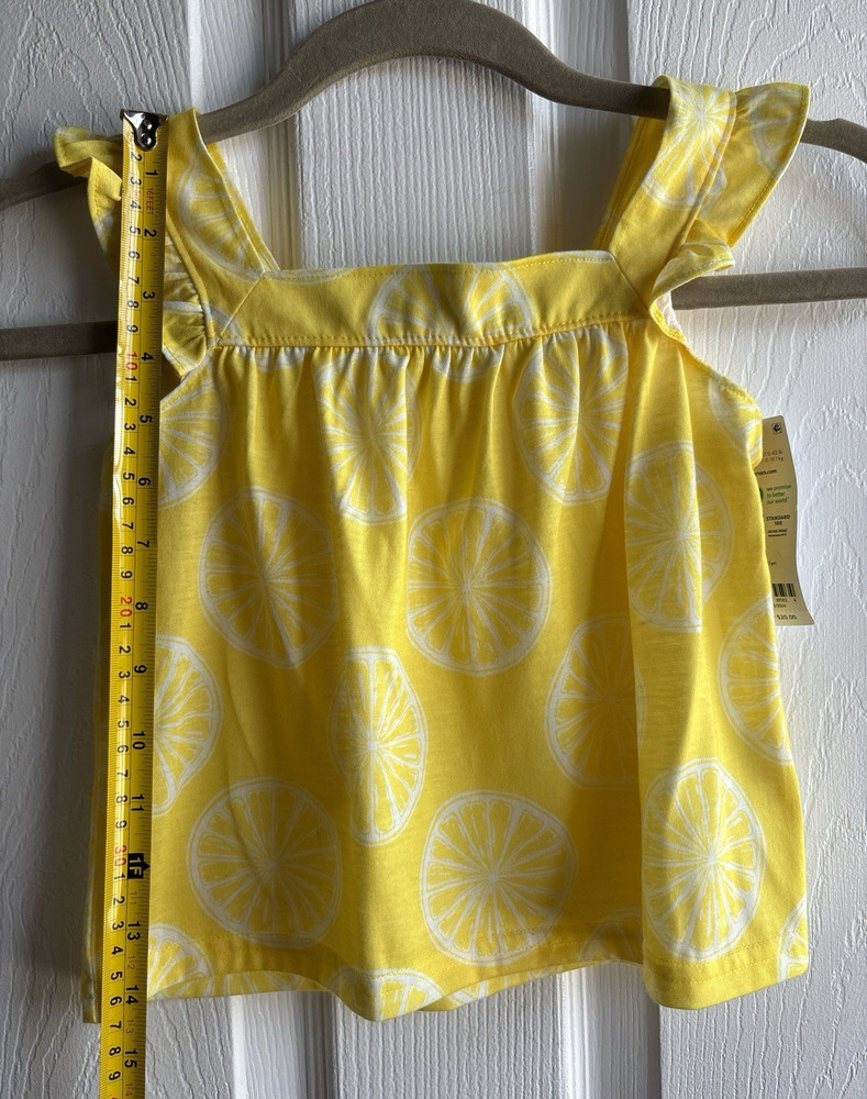 Carter's Girls 5T Yellow Lemon 🍋 Fruit Print Ruffle Strap Sleeveless Tank Top
