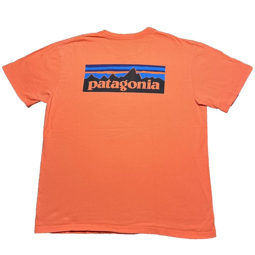 Patagonia P-6 Responsibili Tee Shirt L Desert Orange Organic Cotton