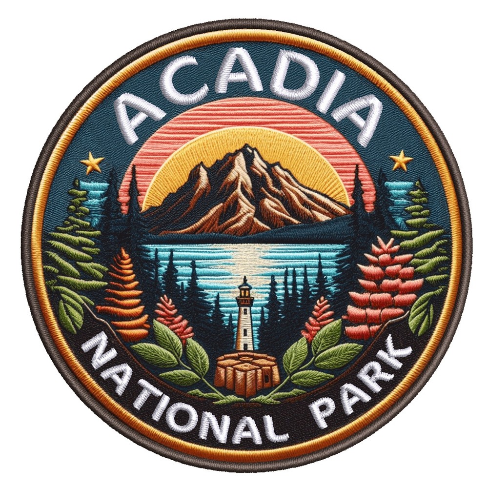 Acadia National Park Patch Iron-on Iron-on Applique Nature Badge, Maine, Lake-image