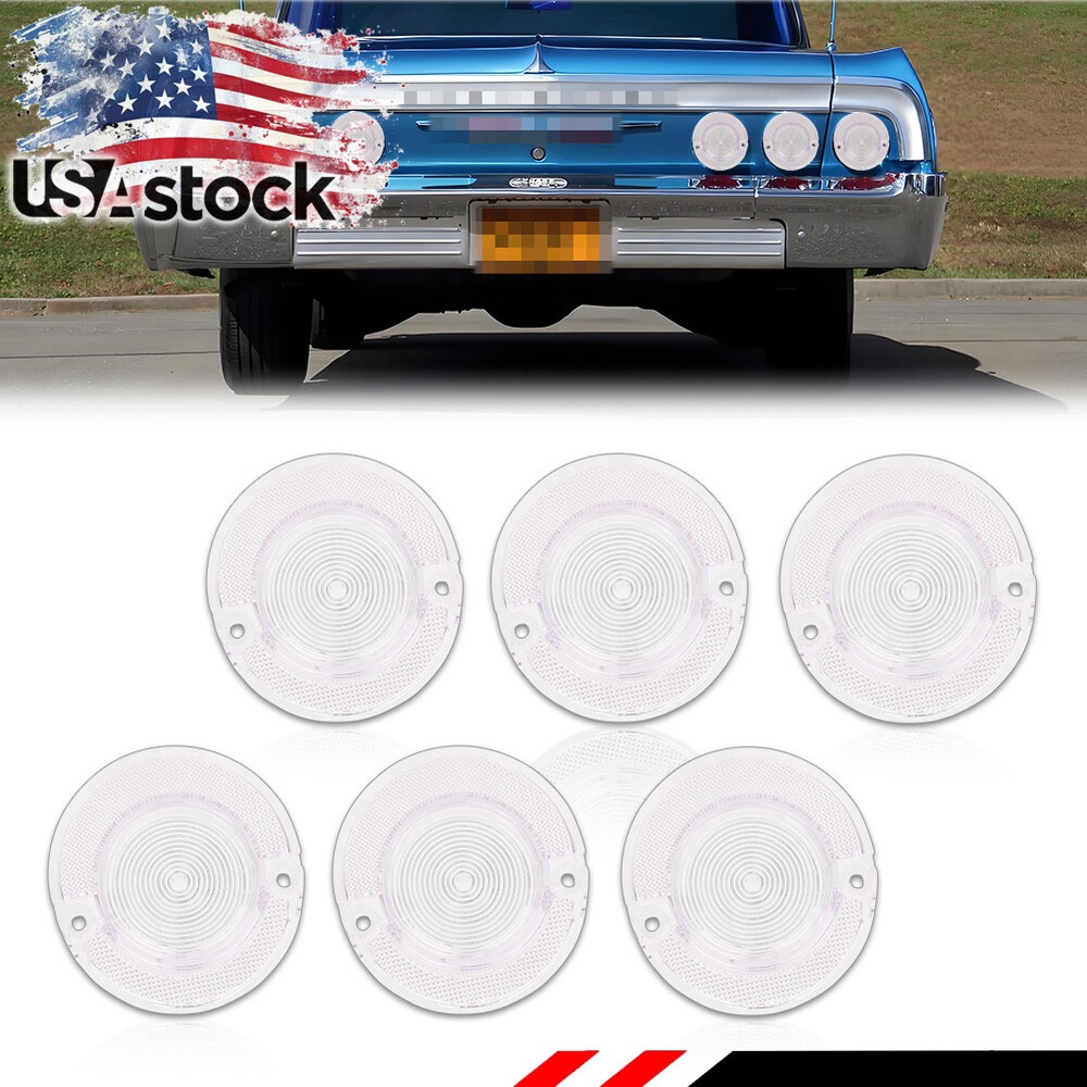6PCS Clear Rear Tail Light Lens & Backup Lamp Lenses For 1964 Chevy Impala