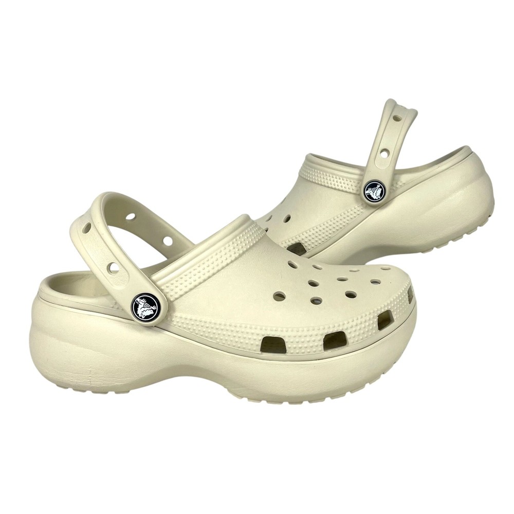 Crocs Classic Platform Bone Slip-On Clogs Shoes Size Womens 5