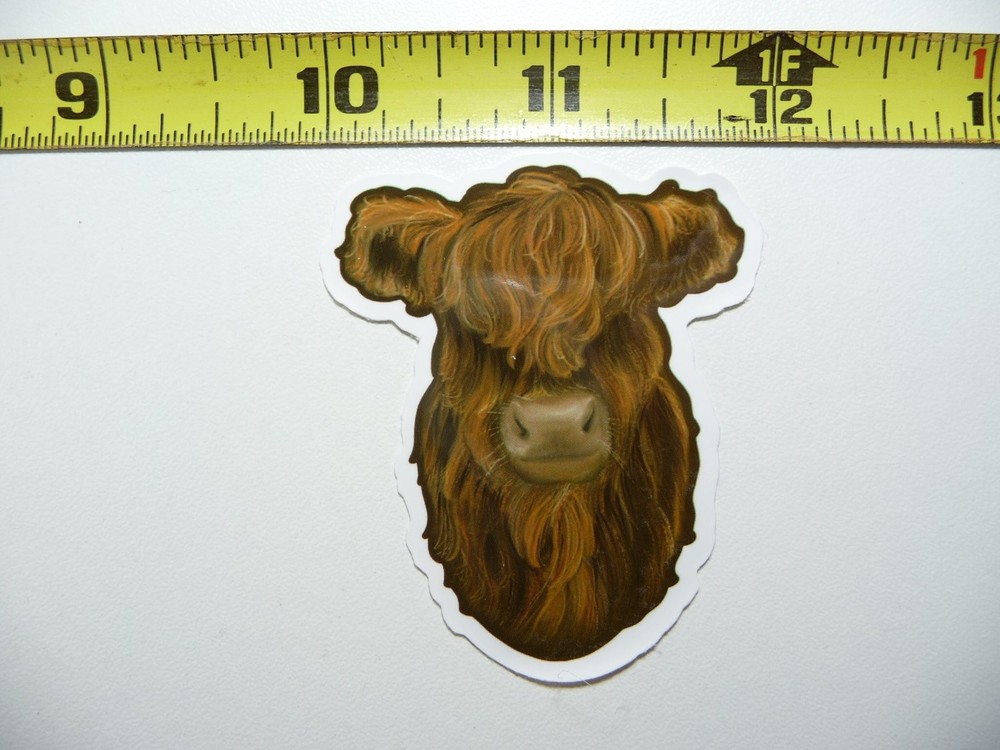 Scottish Highland Cow Puff Decal Sticker for Laptop Ranch Scotland Funny Design