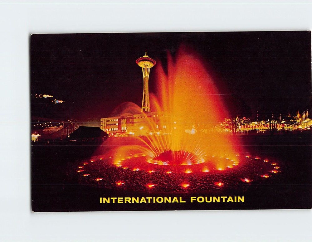 Postcard International Fountain at Night Seattle World's Fair Washington USA
