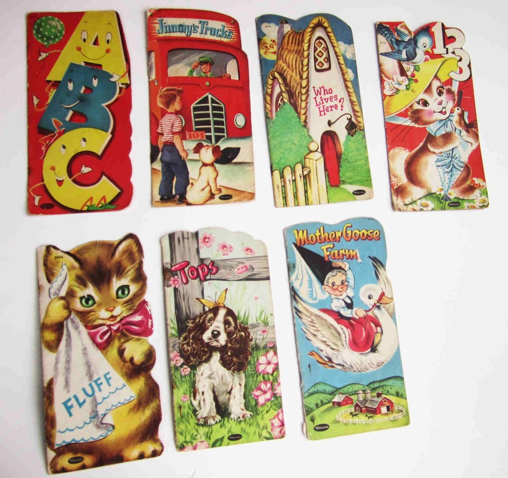 Lot of 7 Whitman Childrens Books Die-Cut Booklet Softcover 1950s Nursery Vintage