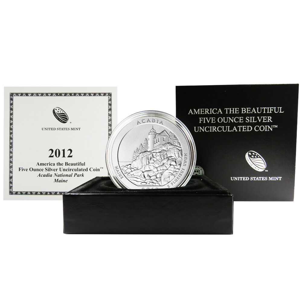 2012-P ATB 5-oz Burnished Silver Acadia National Park Silver Burnished w/ Box...-image