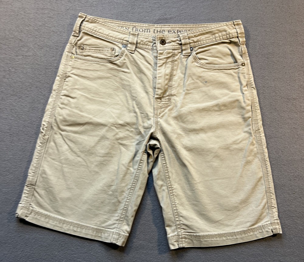 PrAna Bronson Shorts Mens 32x11 (Fits 33x11) Brown Canvas Stretch Workwear  READ