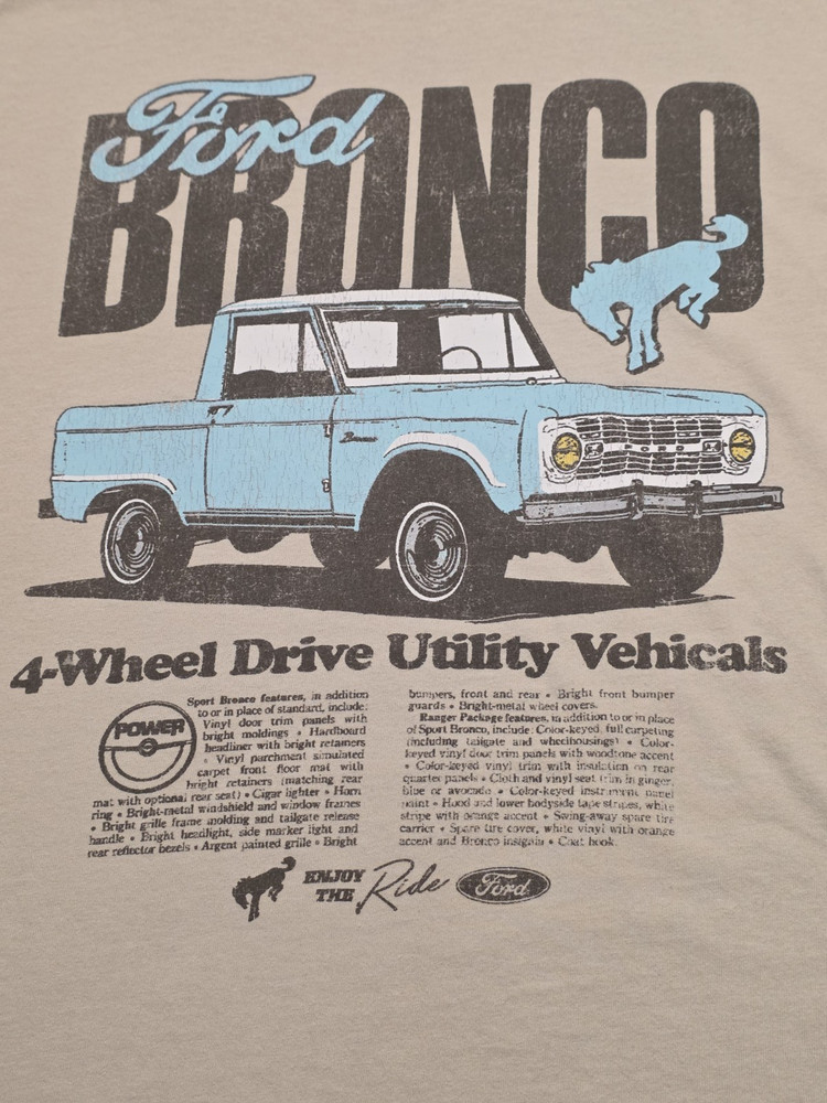 Ford Ford Bronco Graphic Print Beige Cotton Crew Neck T-Shirt L