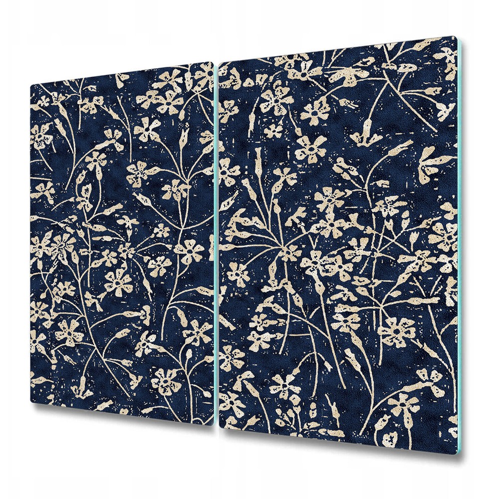 Glass Kitchen Chopping Board Worktop Saver Floral texture beige and blue 2x30x52
